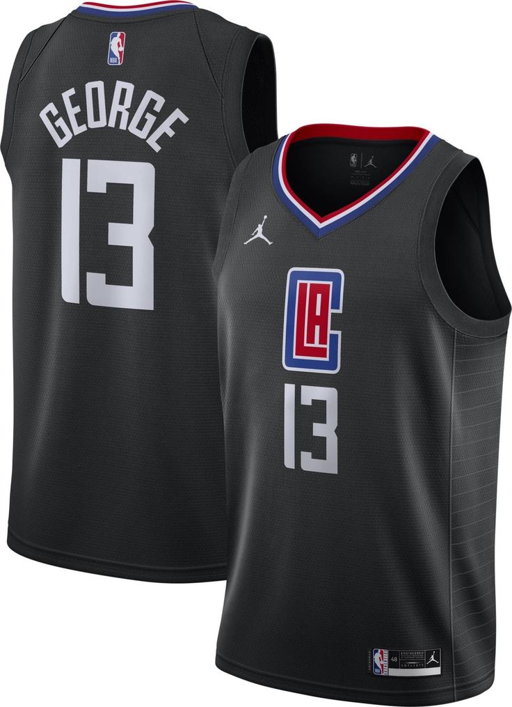 Jordan Men Los Angeles Clippers Paul George 13 2020 21 Dri Fit Statement Swingman Black Jersey